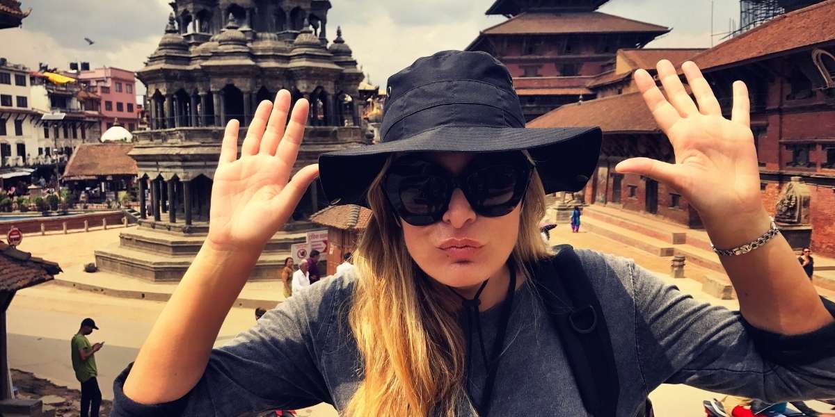 woman enjoying in bhaktapur